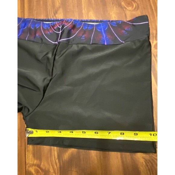 Black Woman Size XL Peacock Print Booty Shorts Stretchy Athletic Weightlifting - Picture 9 of 11